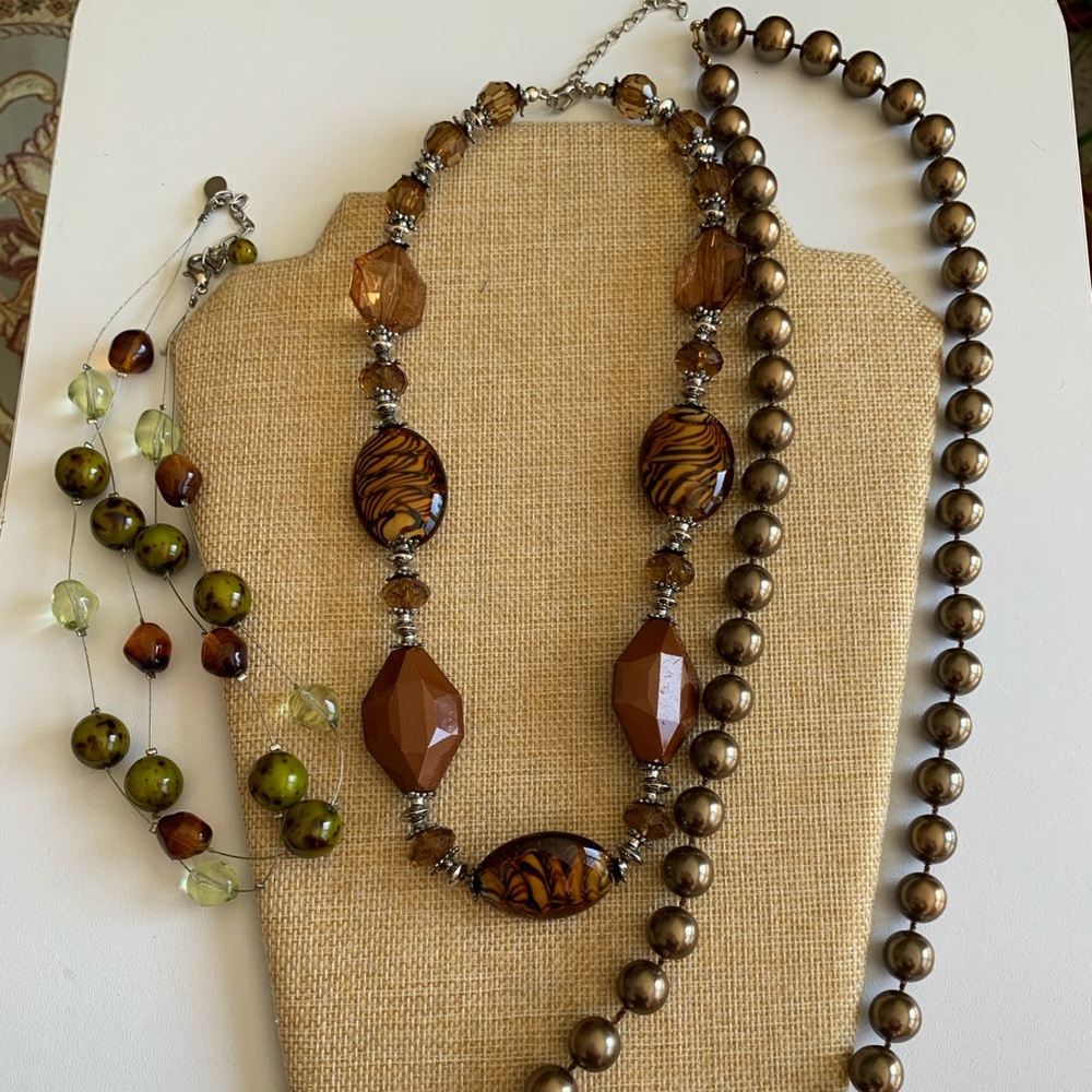 Curated set of 3 warm tone necklaces. Mix and match.